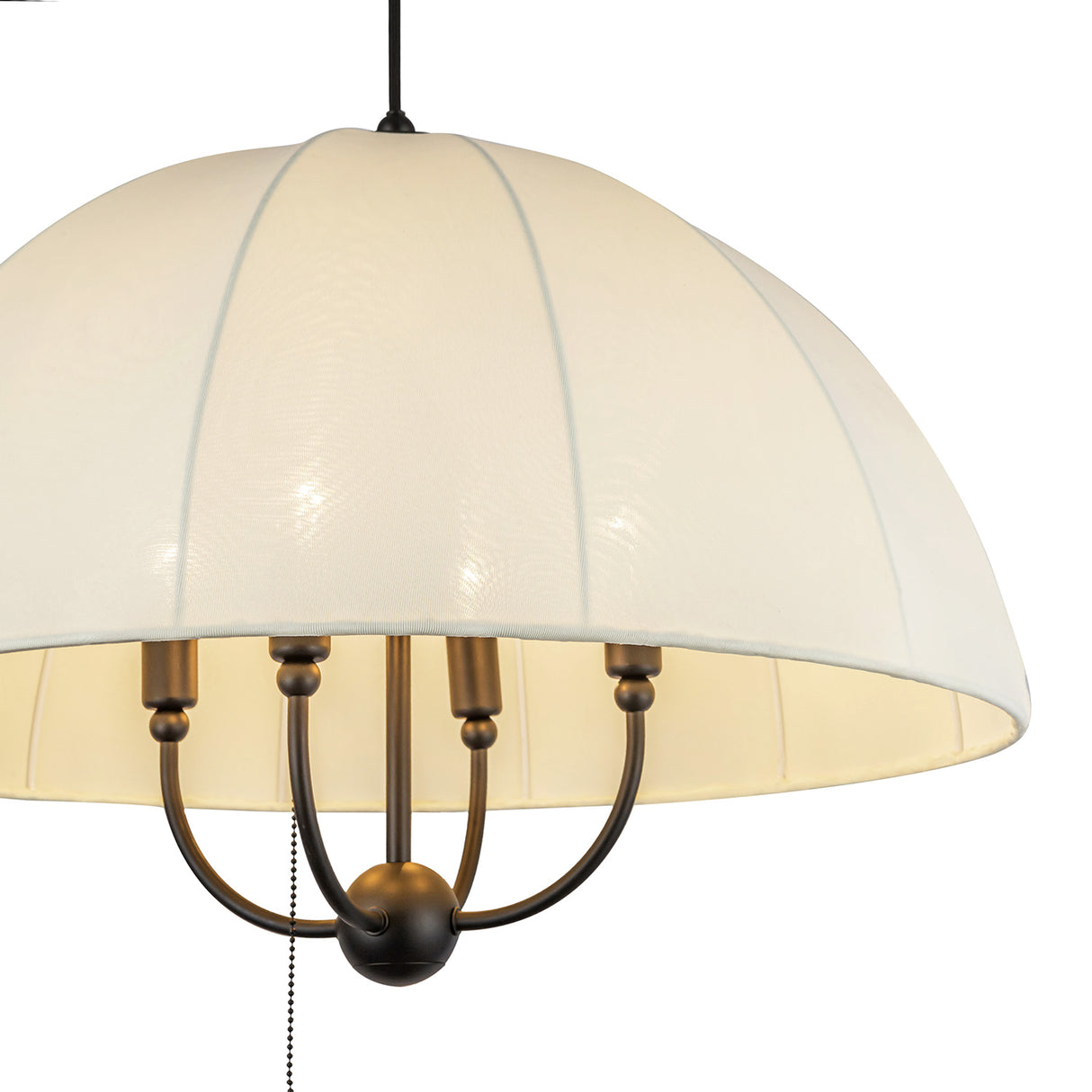 Trudy 4 Light Large Pendant 24", Matte Black with Fabric Shade