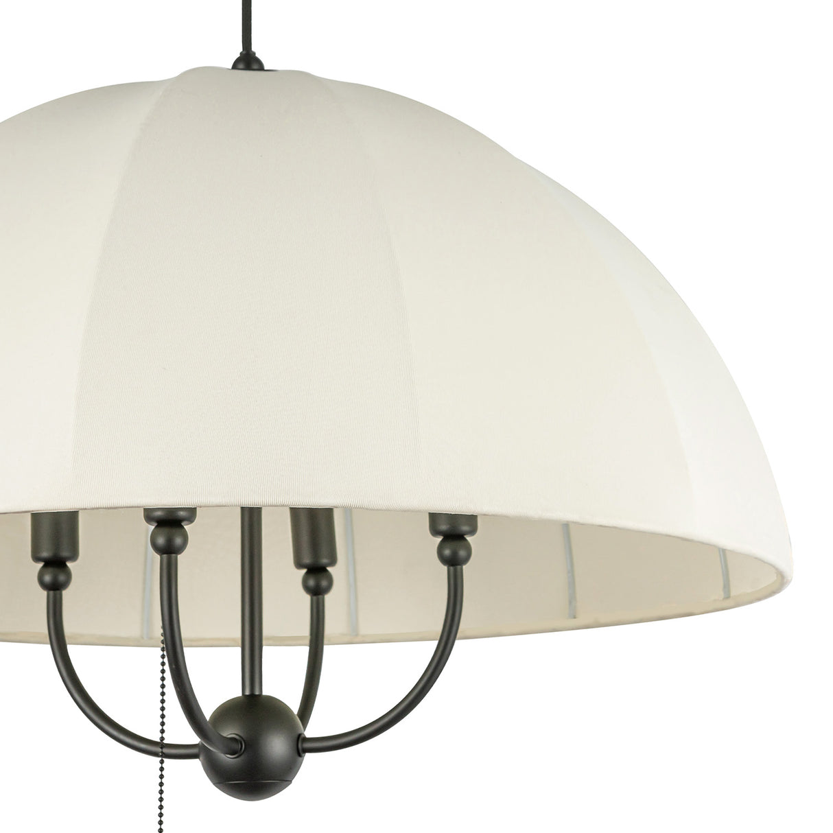 Trudy 4 Light Large Pendant 24", Matte Black with Fabric Shade