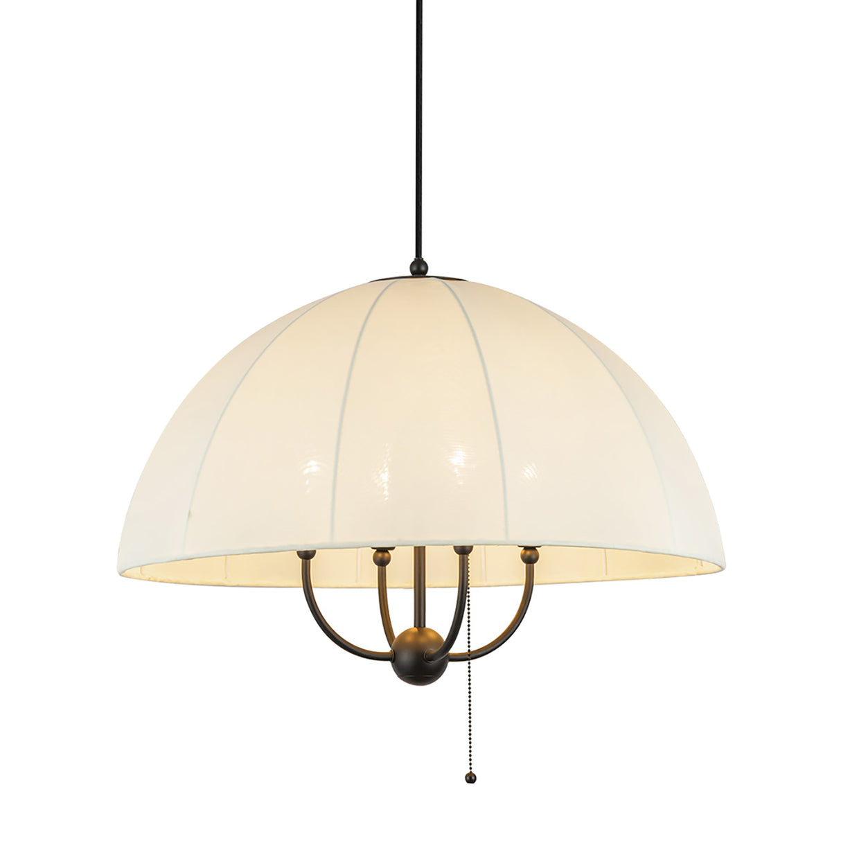 Trudy 4 Light Large Pendant 24", Matte Black with Fabric Shade