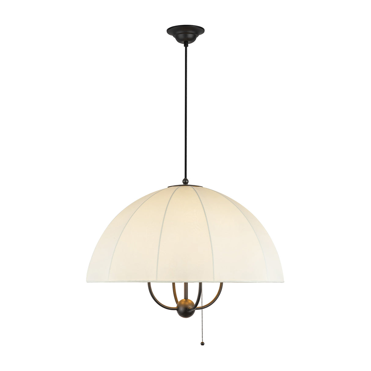 Trudy 4 Light Large Pendant 24", Matte Black with Fabric Shade