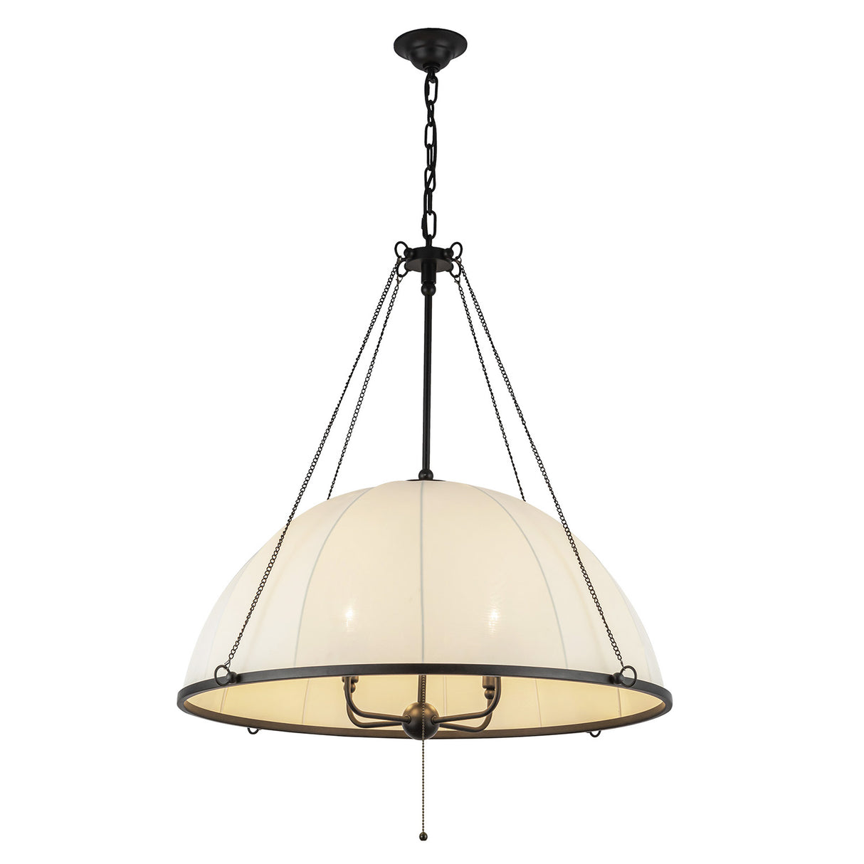 Trudy 4 Light Extra Large Pendant 33", Matte Black with Fabric Shade