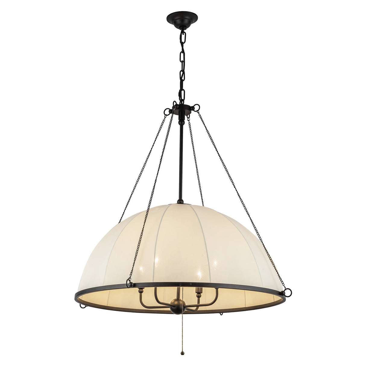 Trudy 4 Light Extra Large Pendant 33", Matte Black with Fabric Shade