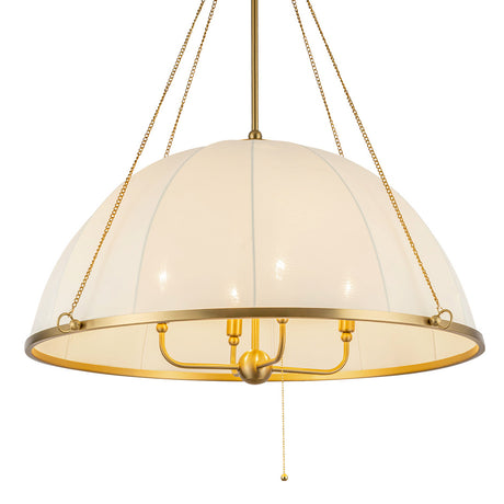 Trudy 4 Light Extra Large Pendant 33", Brushed Brass with Fabric Shade