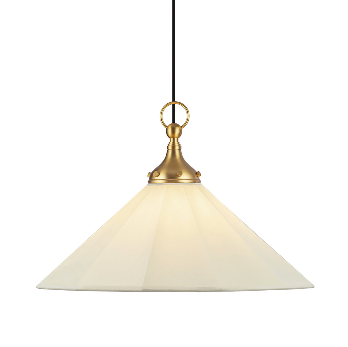 Adele Pendant with Pulley 20", Brushed Brass with Linen Shade