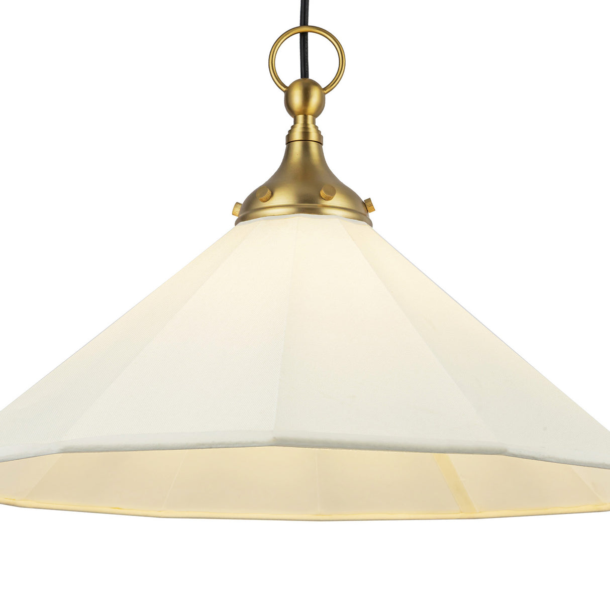 Adele Pendant with Pulley 20", Brushed Brass with Linen Shade