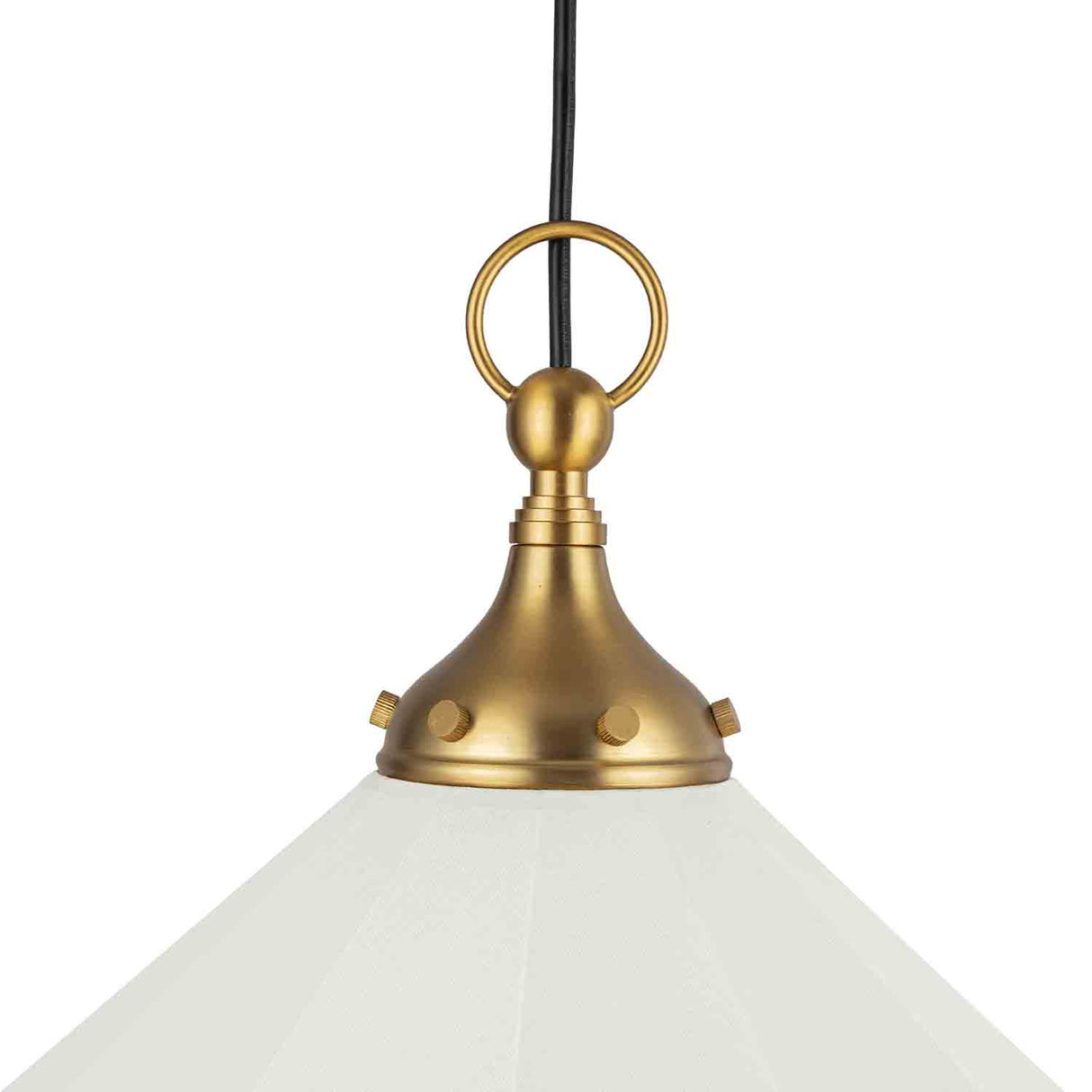 Adele Pendant with Pulley 20", Brushed Brass with Linen Shade