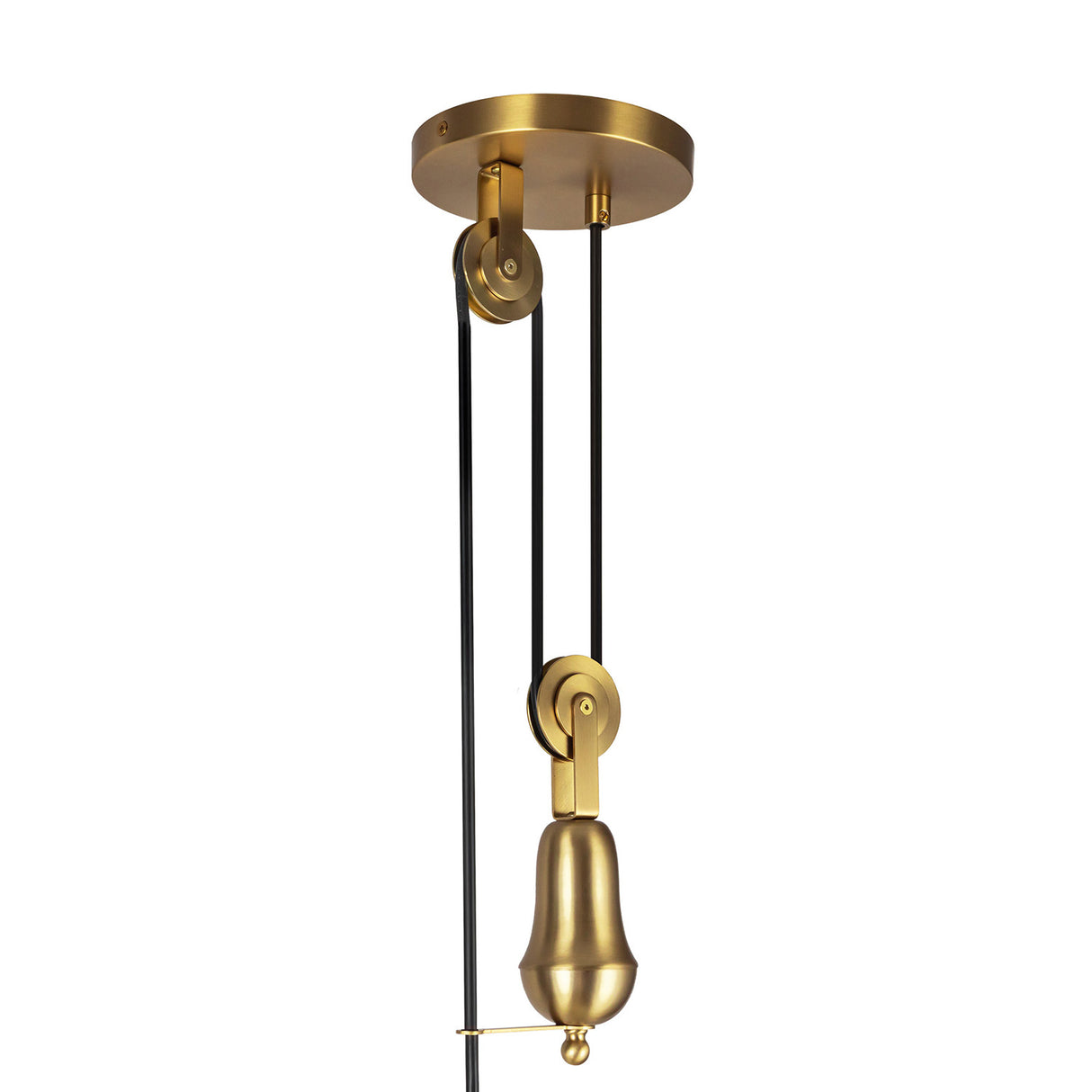 Adele Pendant with Pulley 20", Brushed Brass with Linen Shade