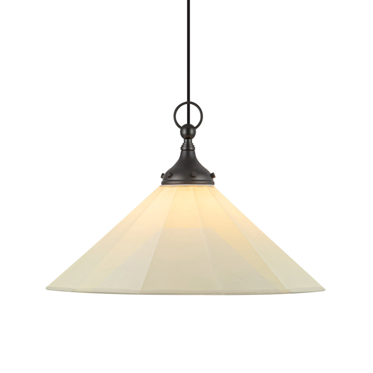 Adele Pendant with Pulley 20", Matte Black with Linen Shade