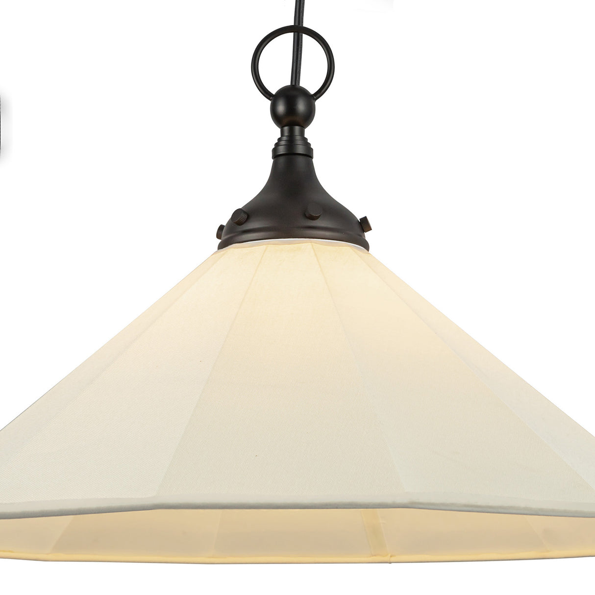 Adele Pendant with Pulley 20", Matte Black with Linen Shade