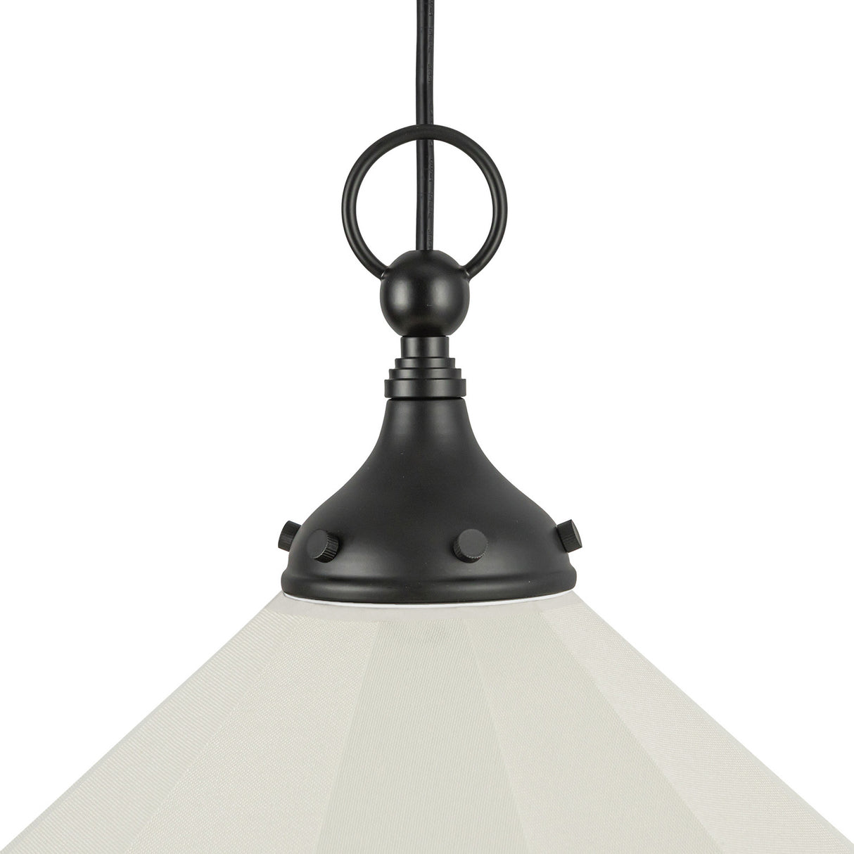 Adele Pendant with Pulley 20", Matte Black with Linen Shade