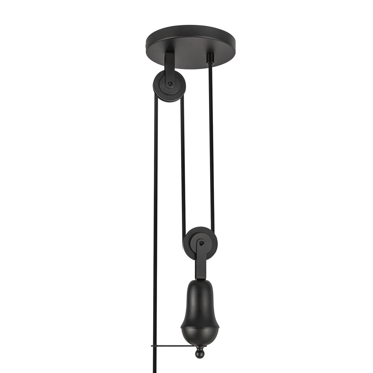 Adele Pendant with Pulley 20", Matte Black with Linen Shade