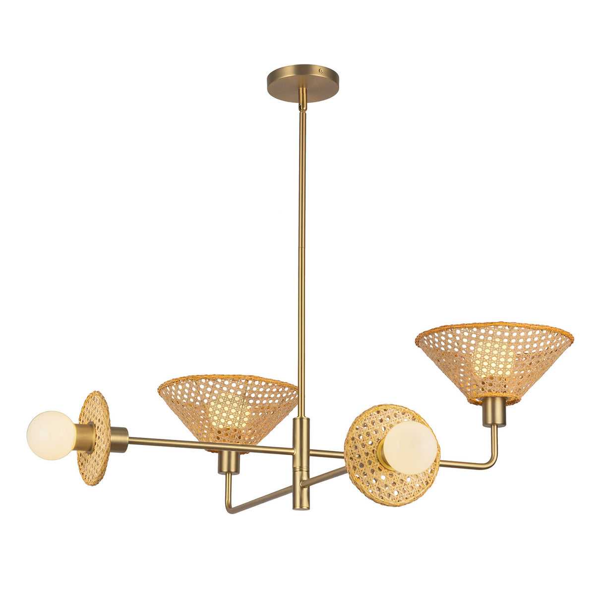 Amelia 4 Light Chandelier 40", Brushed Brass with Cane