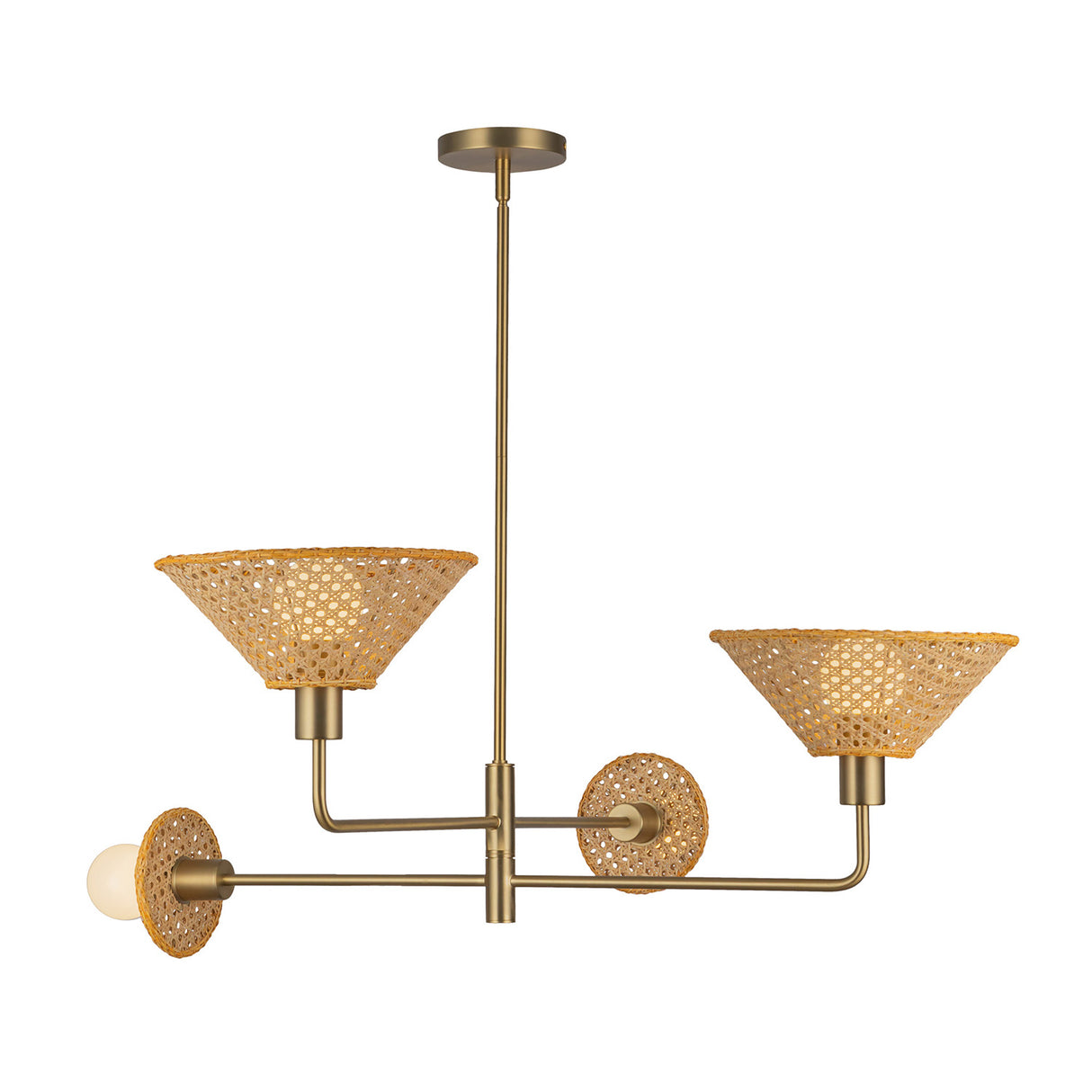 Amelia 4 Light Chandelier 40", Brushed Brass with Cane