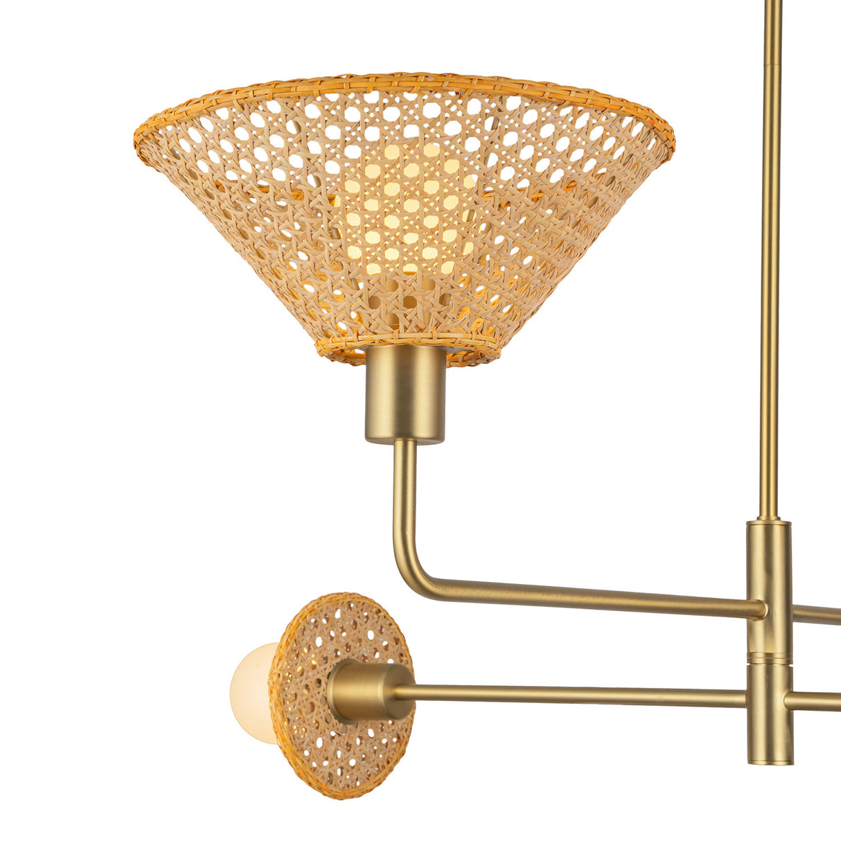 Amelia 4 Light Chandelier 40", Brushed Brass with Cane