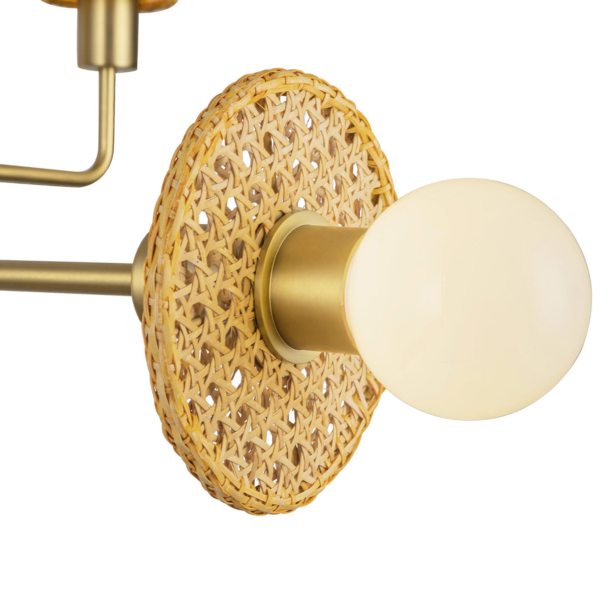 Amelia 4 Light Chandelier 40", Brushed Brass with Cane