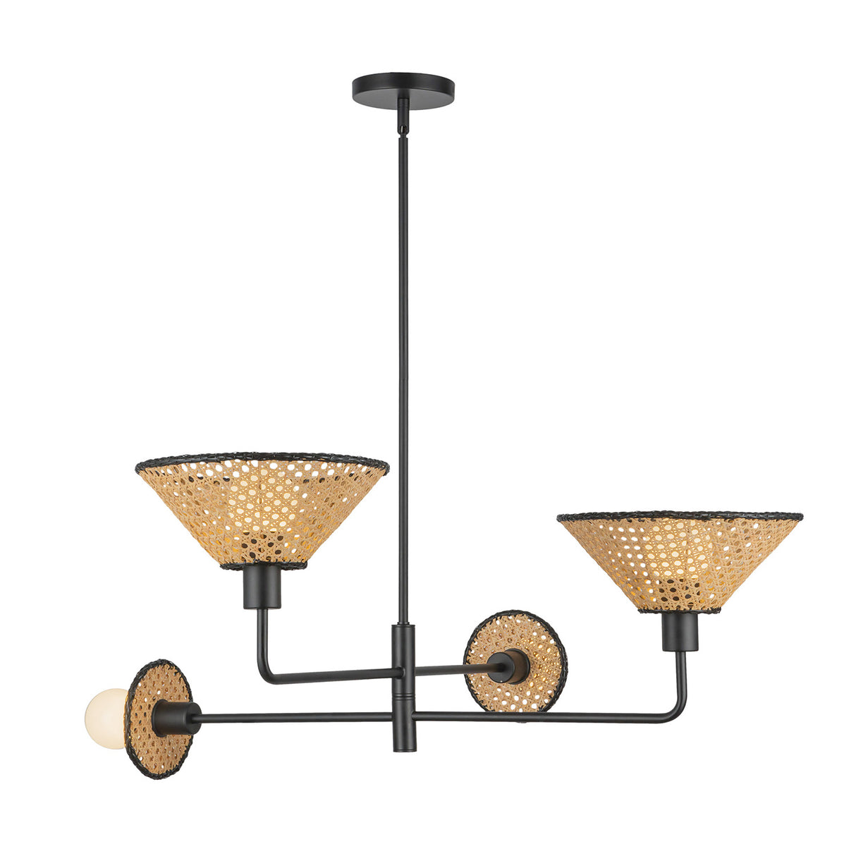 Amelia 4 Light Chandelier 40", Black with Cane