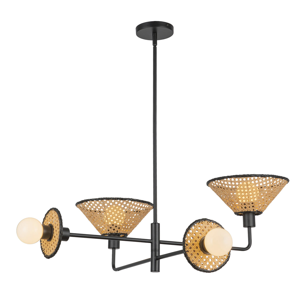 Amelia 4 Light Chandelier 40", Black with Cane