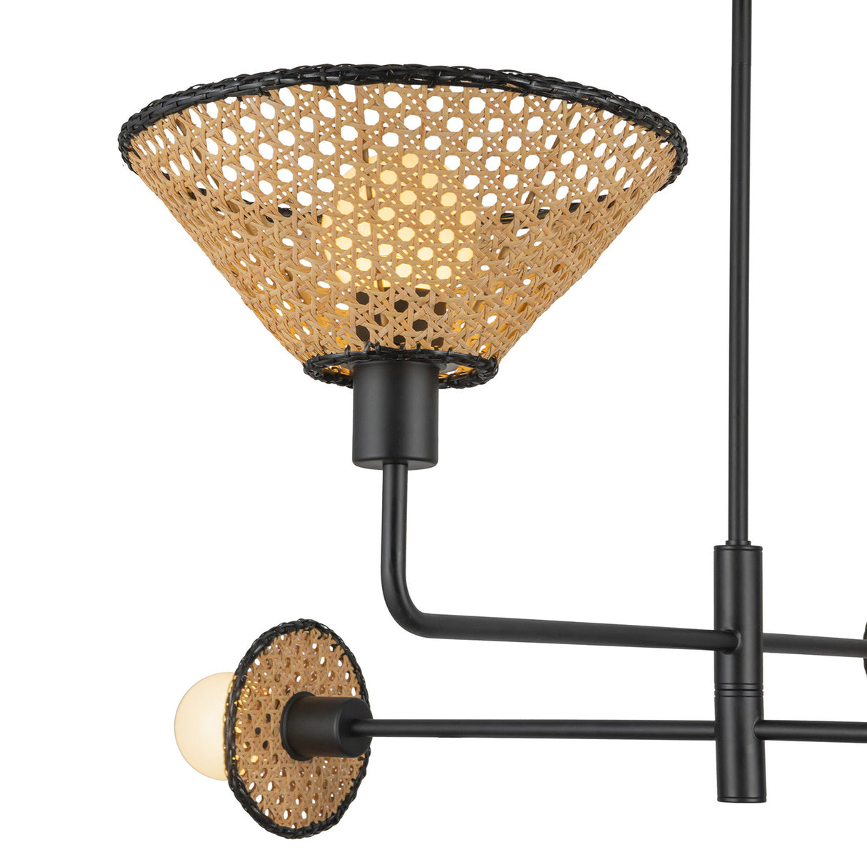 Amelia 4 Light Chandelier 40", Black with Cane