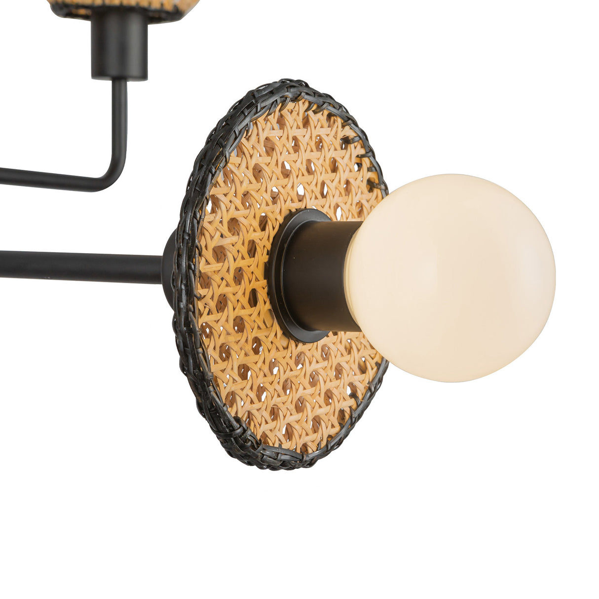 Amelia 4 Light Chandelier 40", Black with Cane