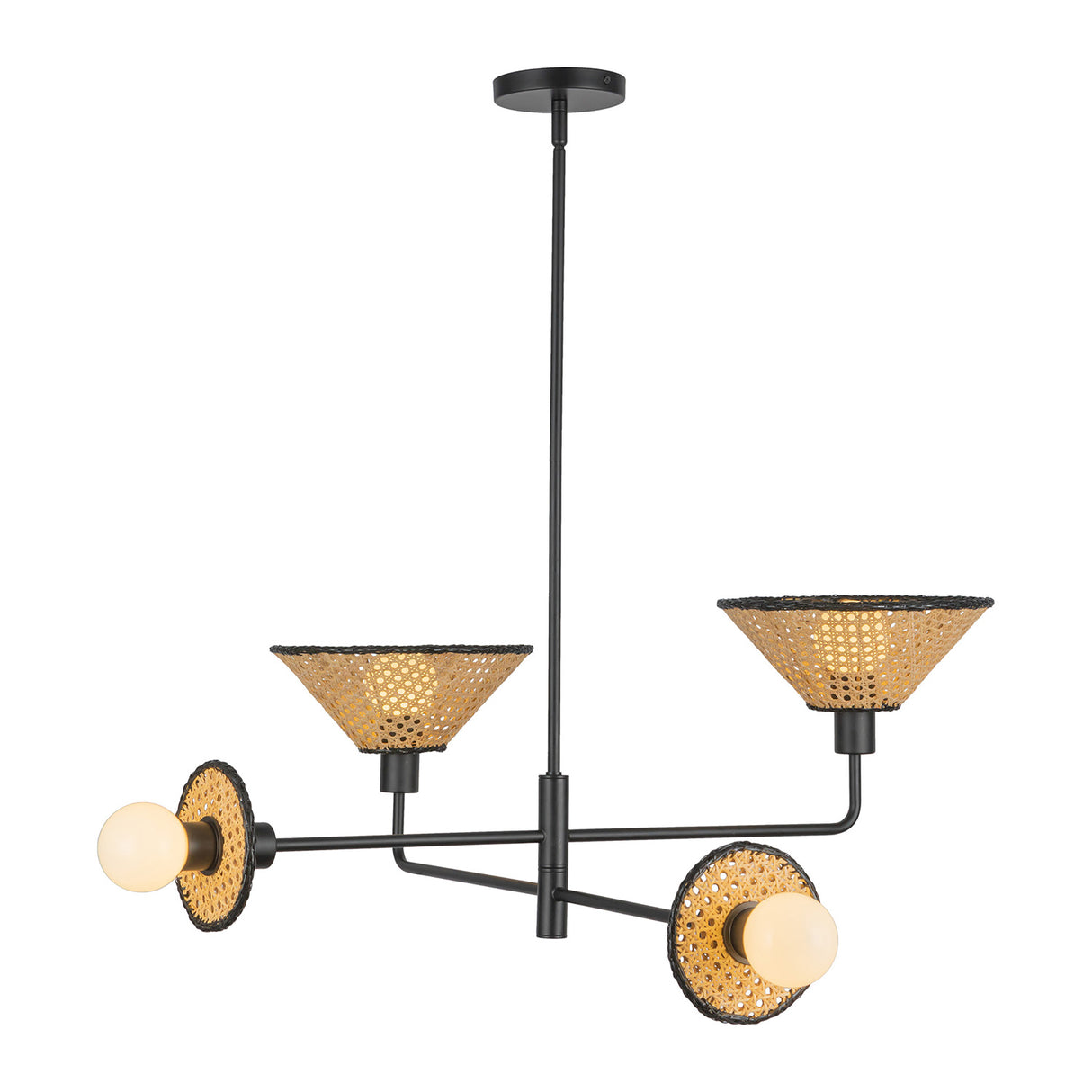 Amelia 4 Light Chandelier 40", Black with Cane