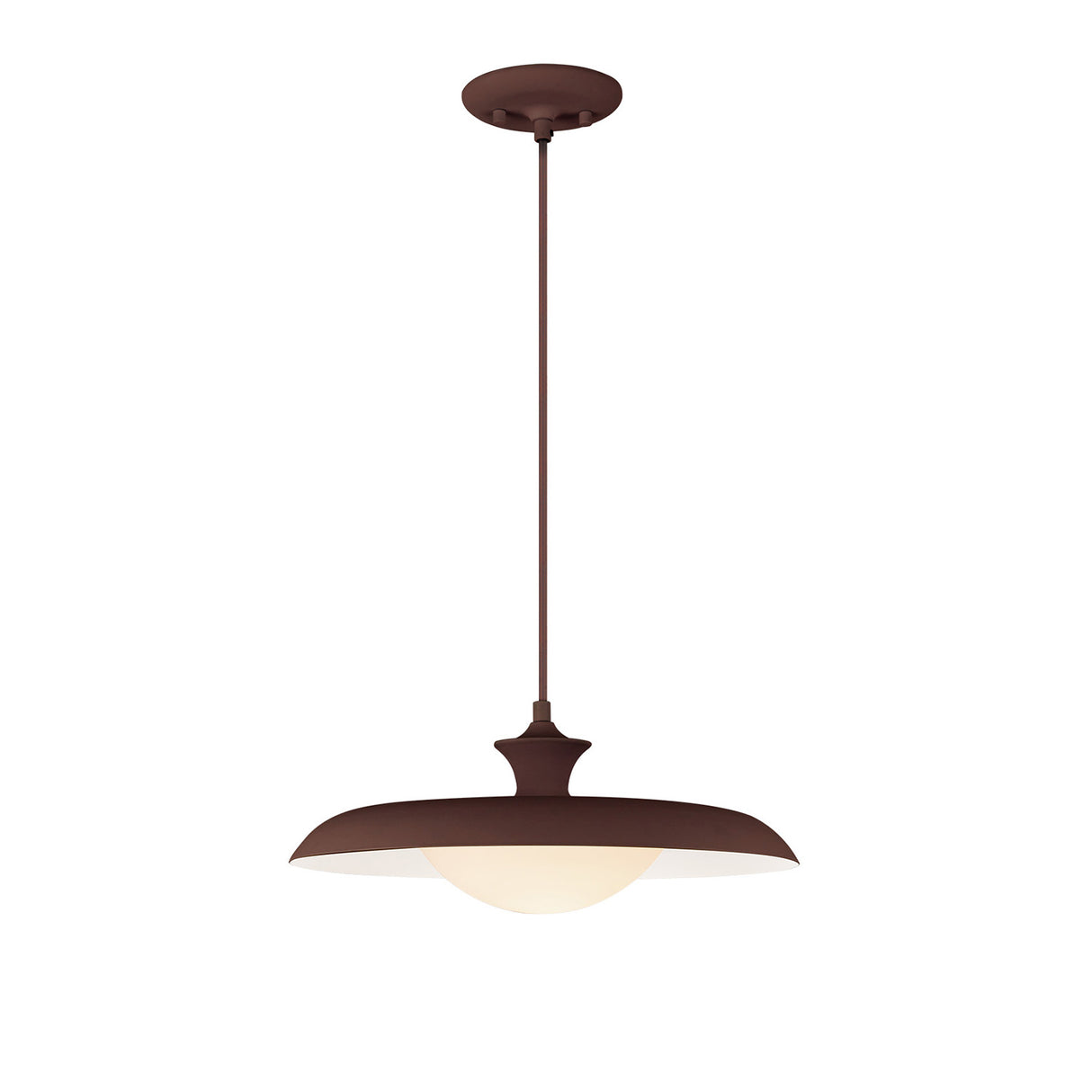 Mabel Metal Pendant 15", Maroon with Opal Glass