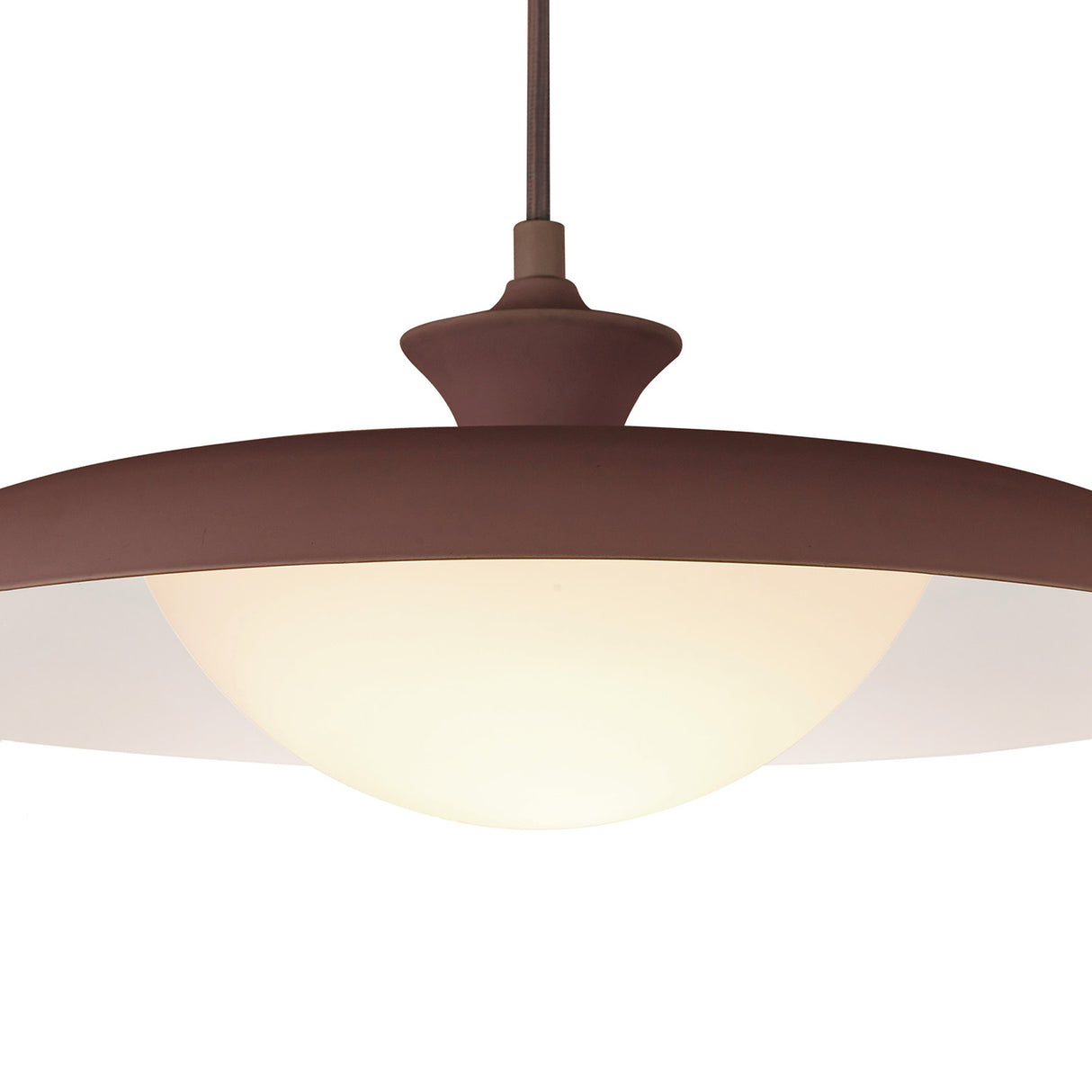 Mabel Metal Pendant 15", Maroon with Opal Glass