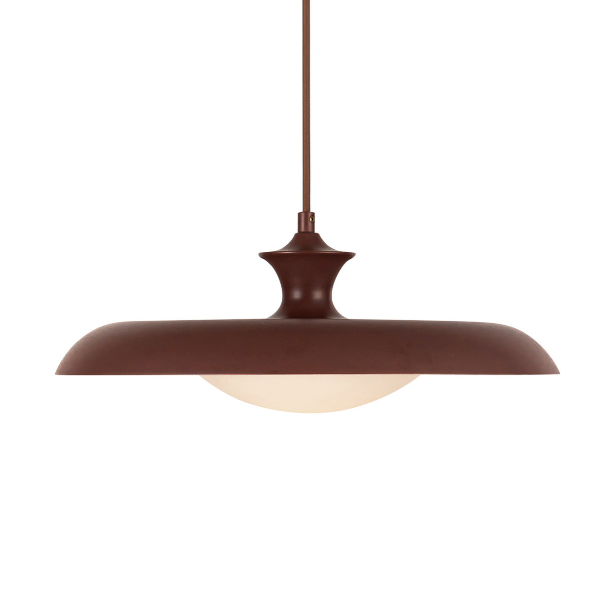 Mabel Metal Pendant 15", Maroon with Opal Glass