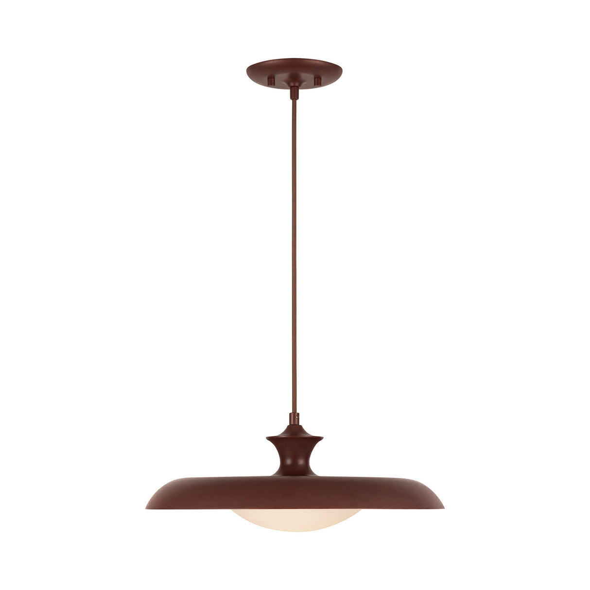 Mabel Metal Pendant 15", Maroon with Opal Glass