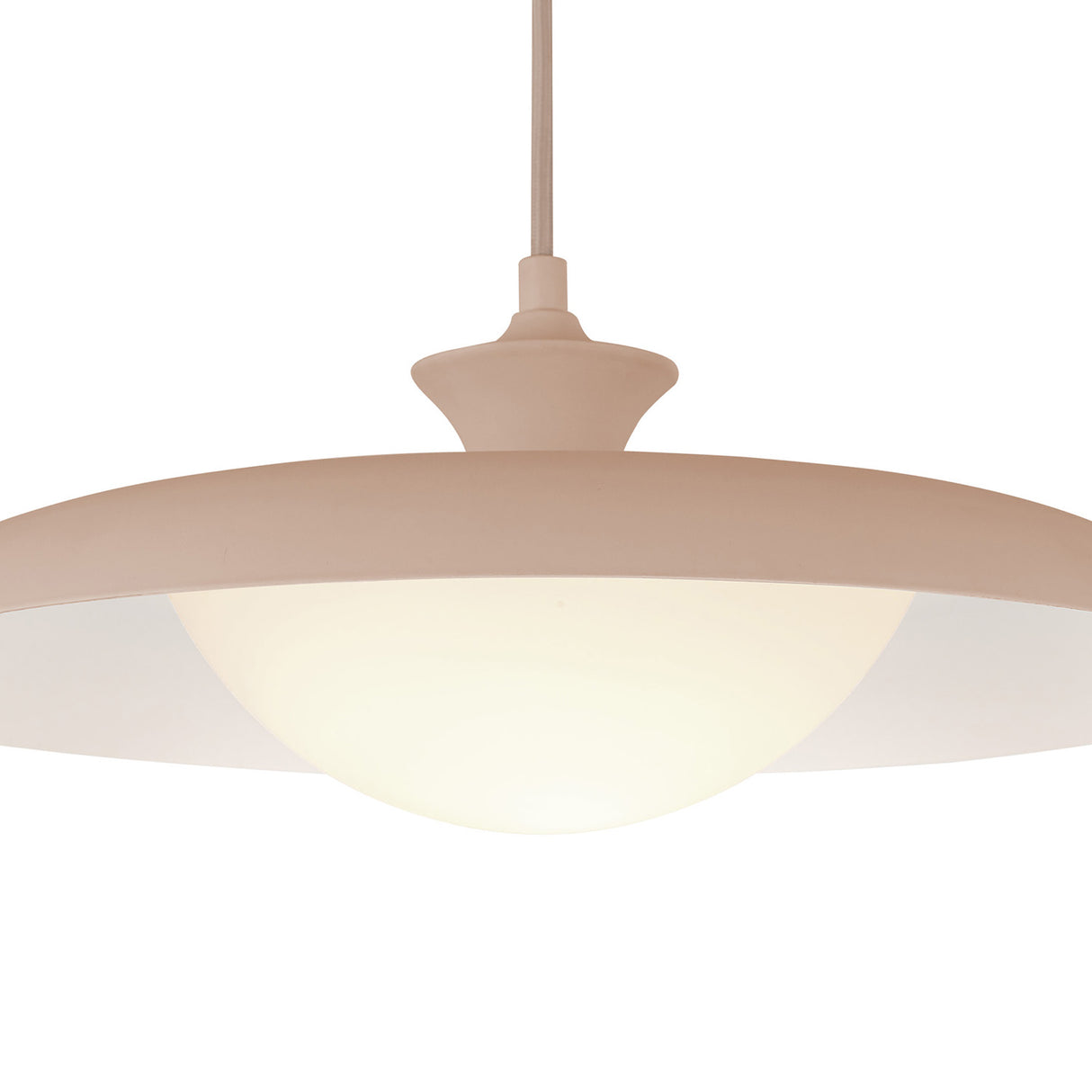 Mabel Metal Pendant 15", Blush with Opal Glass