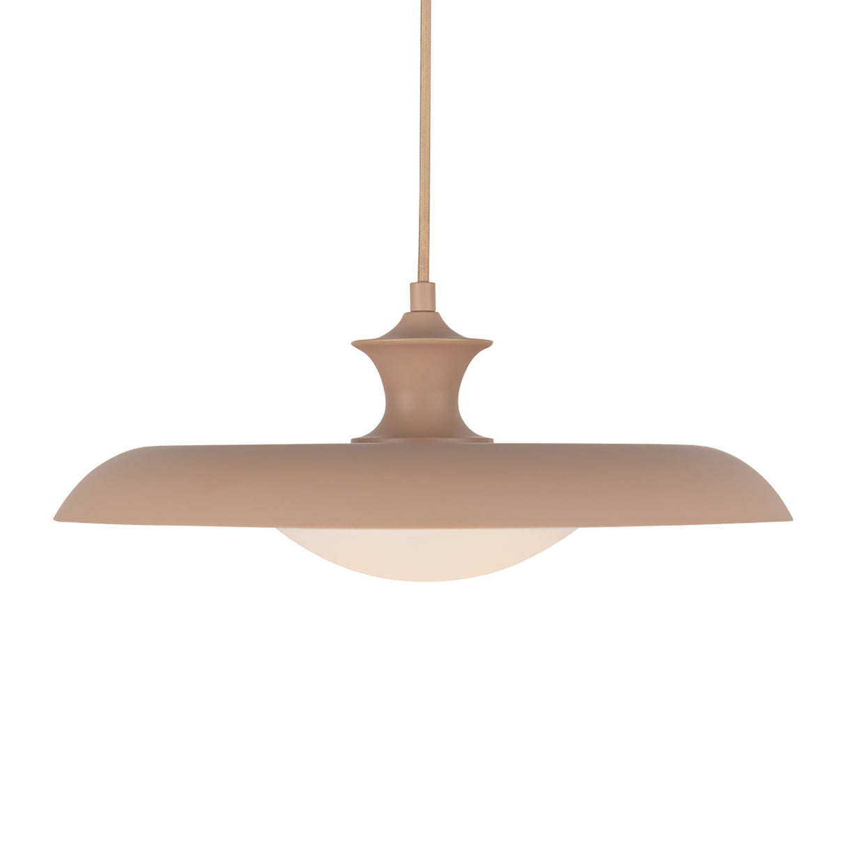 Mabel Metal Pendant 15", Blush with Opal Glass