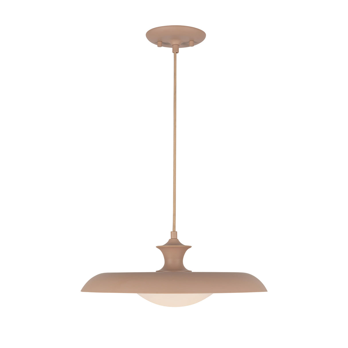 Mabel Metal Pendant 15", Blush with Opal Glass