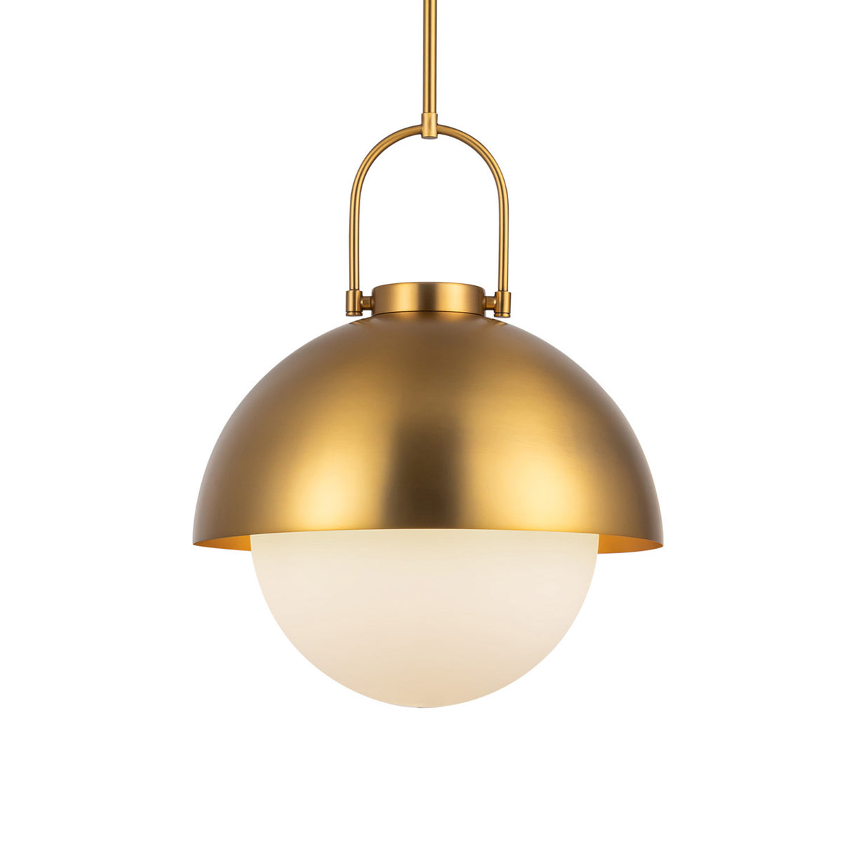 Solene Pendant 16", Antique Brass and Opal Glass