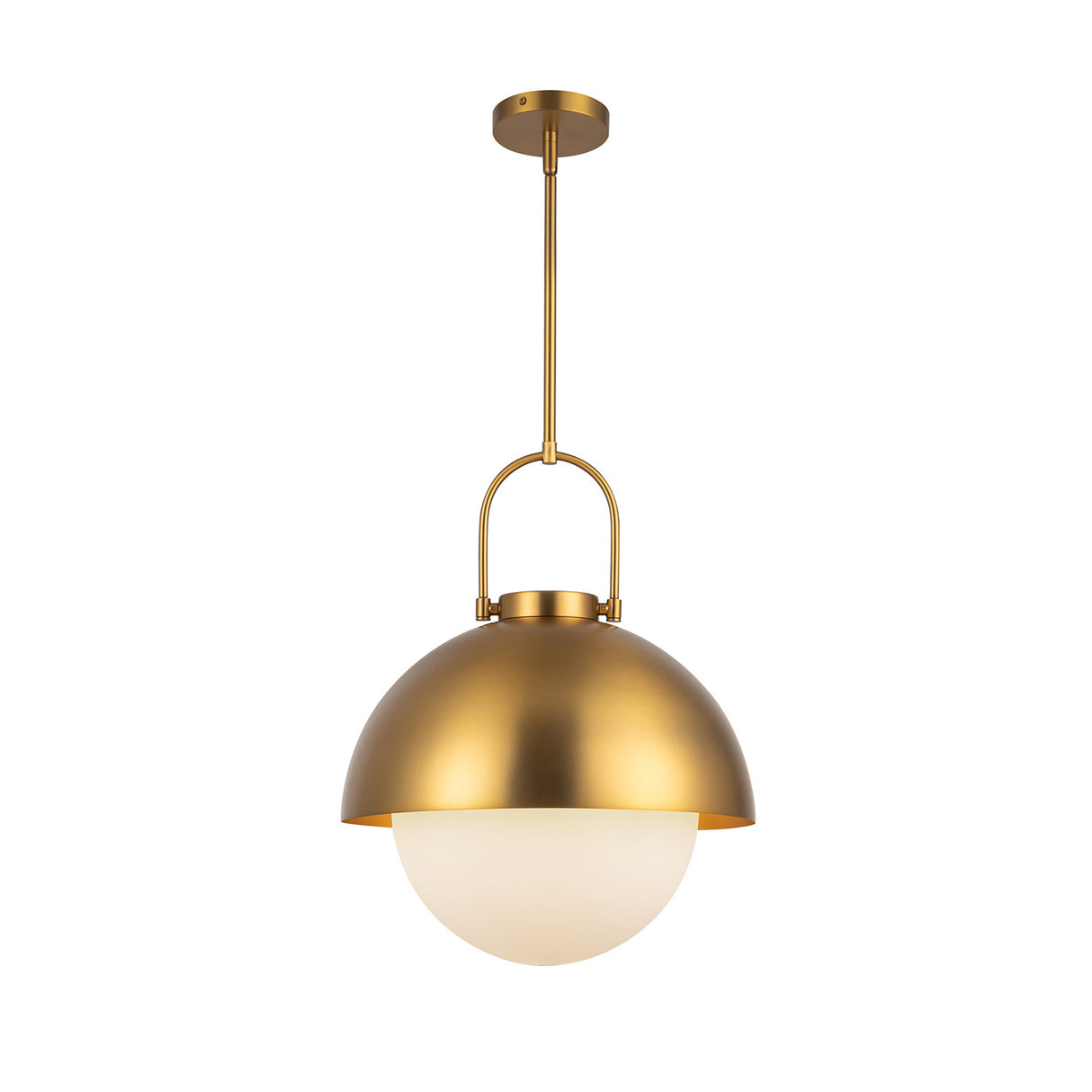 Solene Pendant 16", Antique Brass and Opal Glass