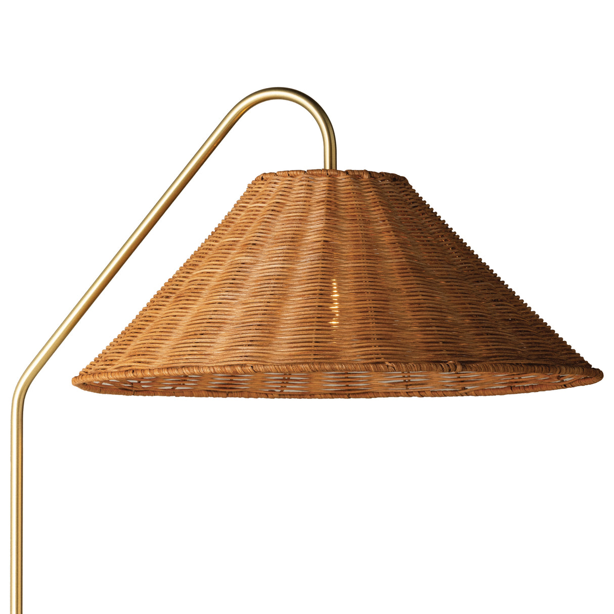 Fiona Floor Lamp 60", Aged Brass and Rattan