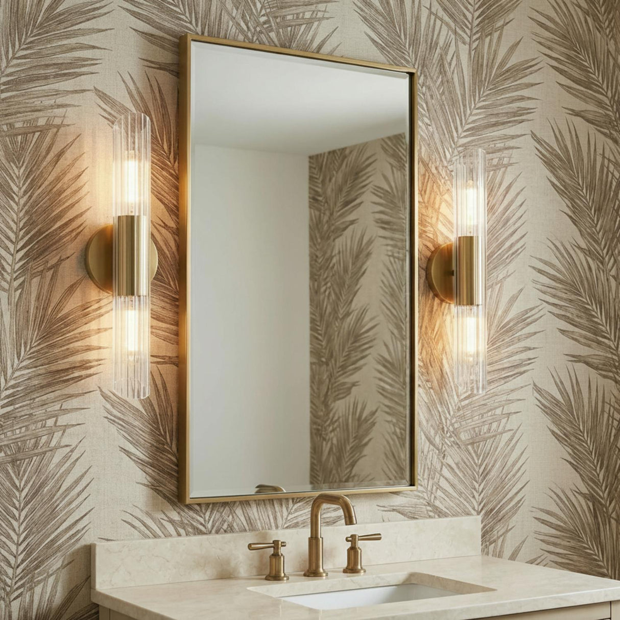 Orion 2 Light Wall Sconce 17", Aged Brass