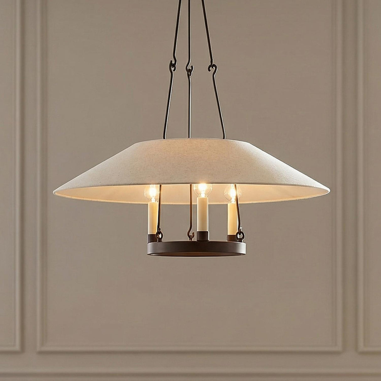 Dawson Pendant 25", Bronze with Linen Shade