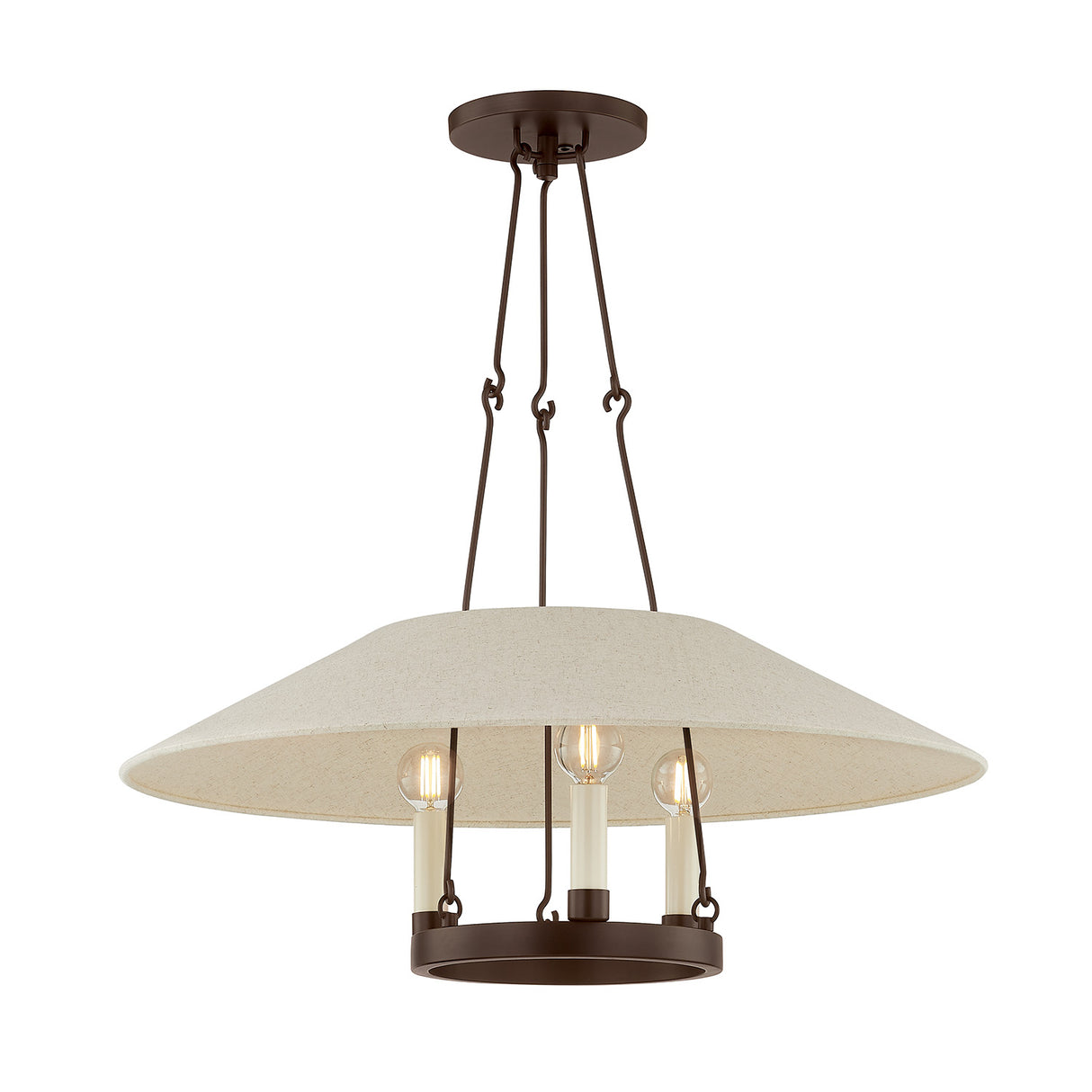 Dawson Pendant 25", Bronze with Linen Shade
