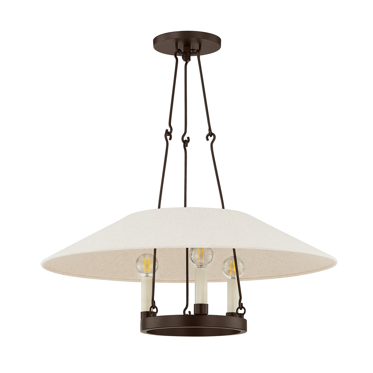Dawson Pendant 25", Bronze with Linen Shade