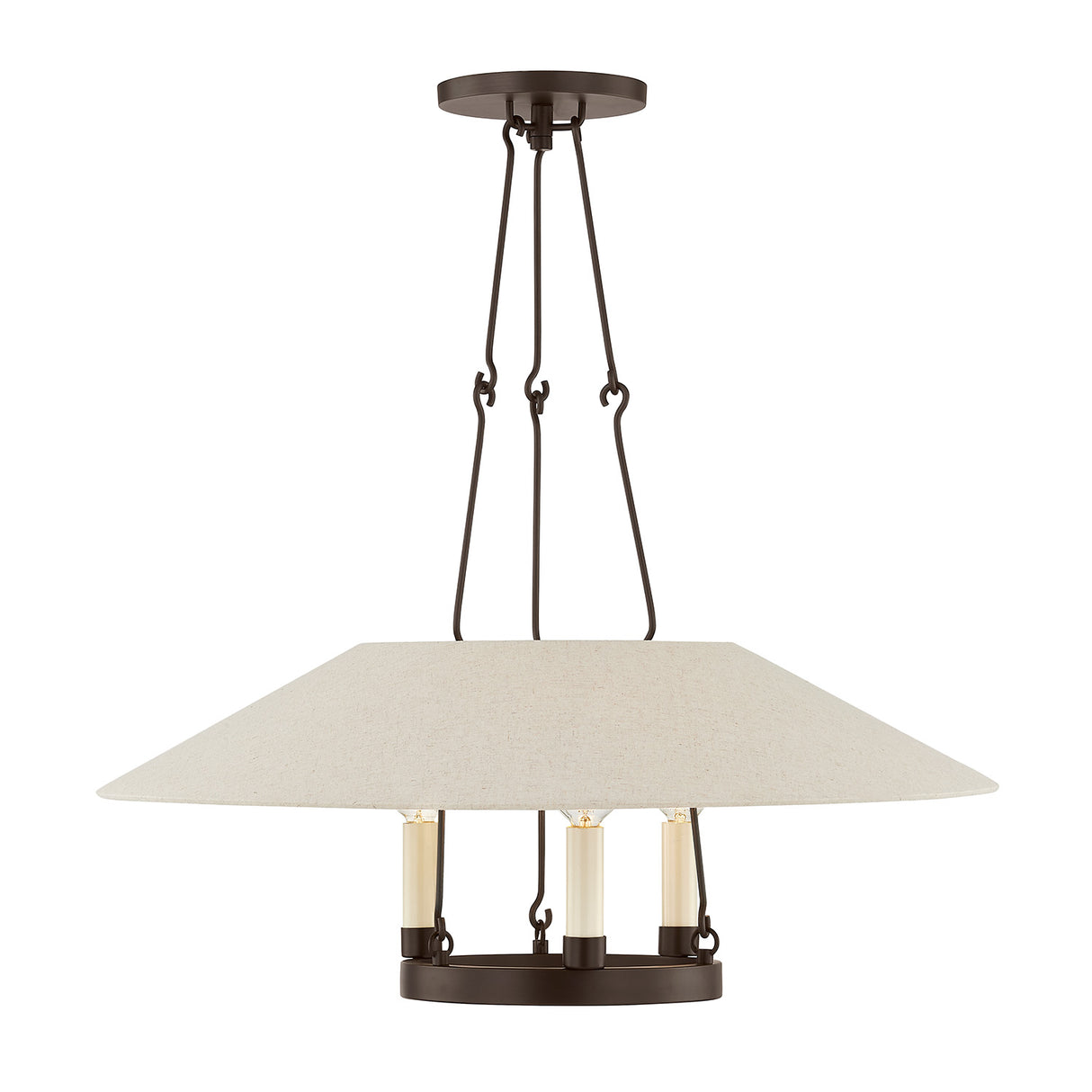 Dawson Pendant 25", Bronze with Linen Shade