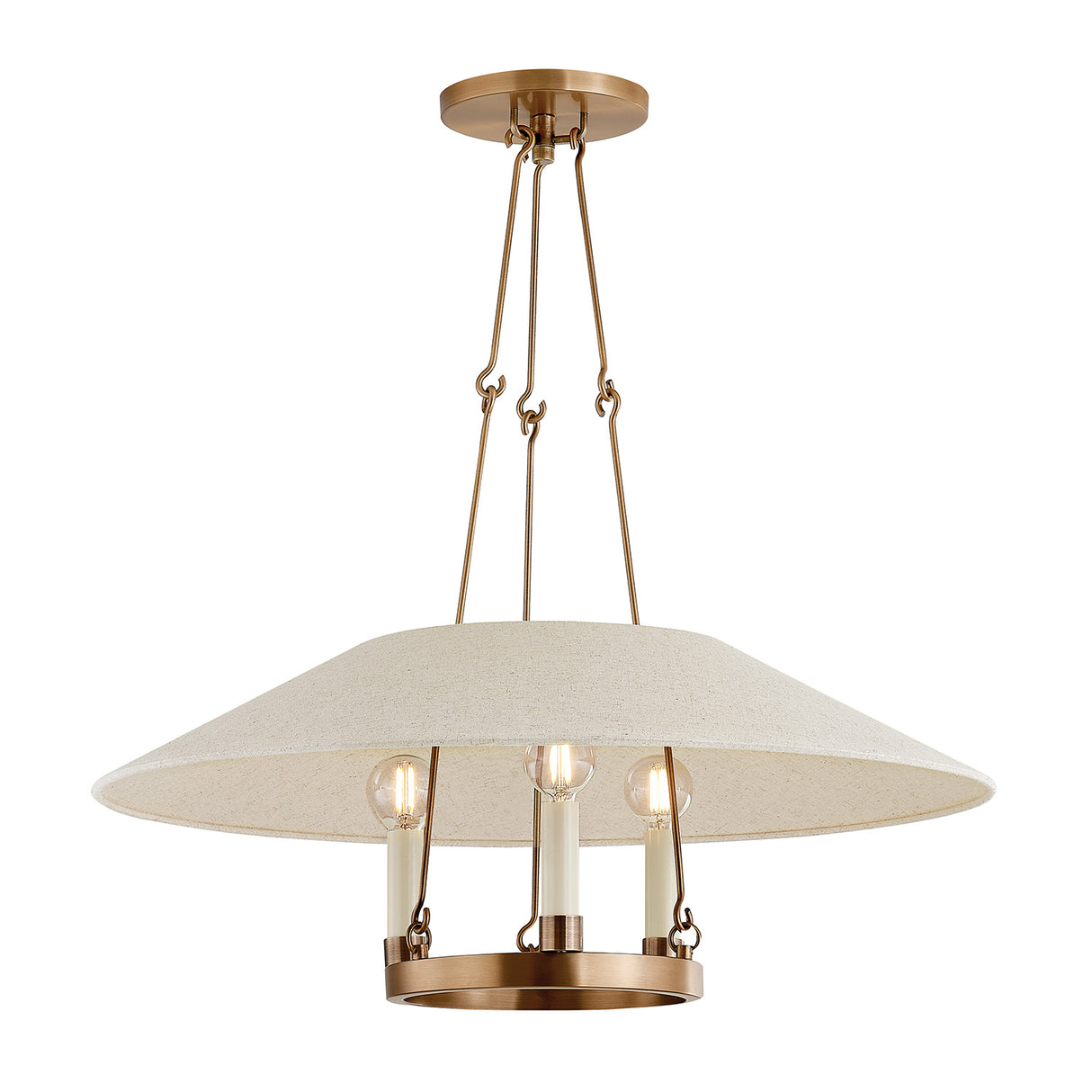 Dawson Pendant 25", Patina Brass with Linen Shade