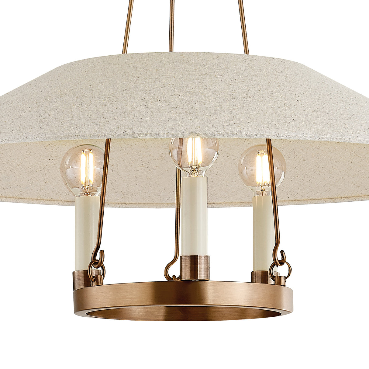 Dawson Pendant 25", Patina Brass with Linen Shade