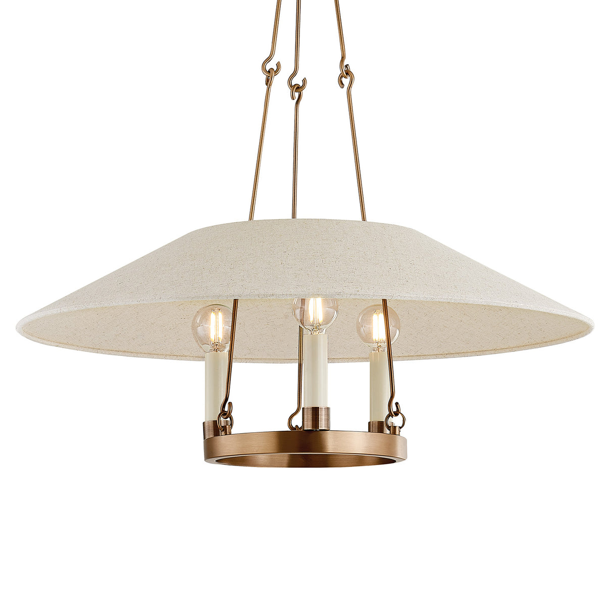 Dawson Pendant 25", Patina Brass with Linen Shade