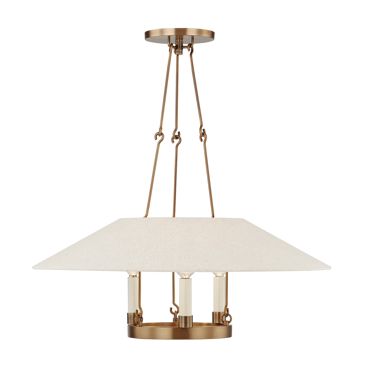 Dawson Pendant 25", Patina Brass with Linen Shade