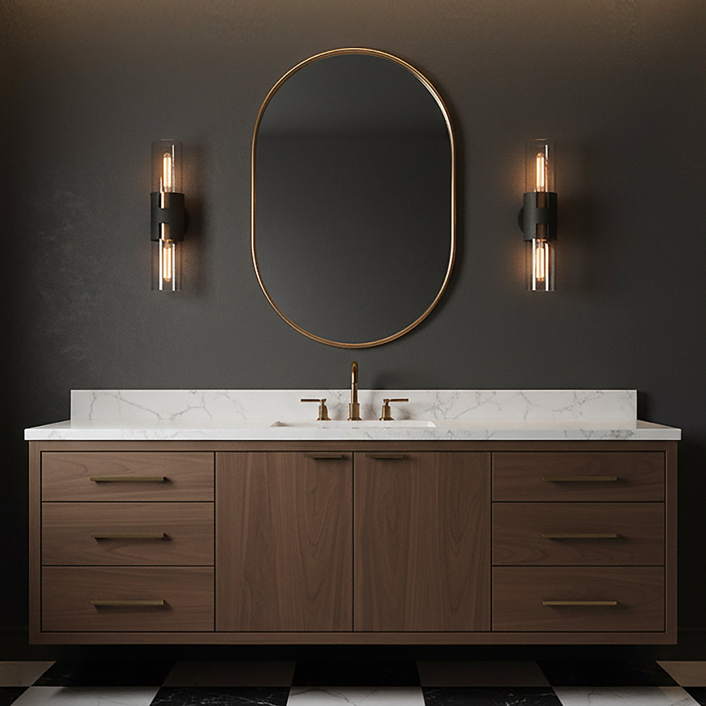 James 2 Light Wall Sconce 17" for Modern home with Charcoal walls