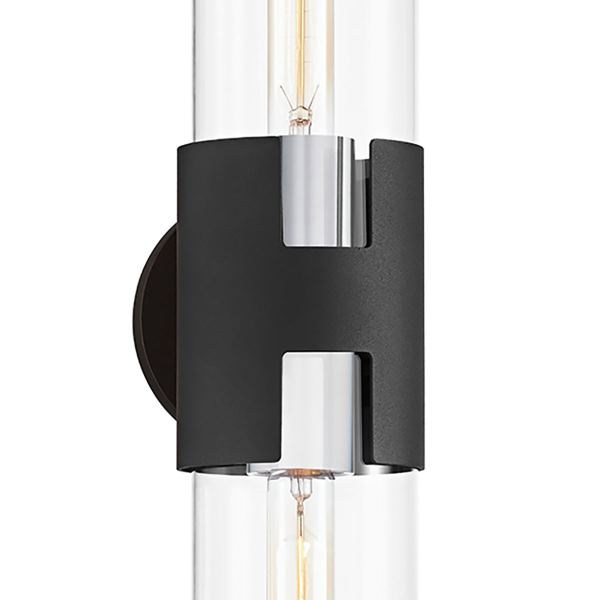 James 2 Light Wall Sconce 17", Black and Polished Nickel