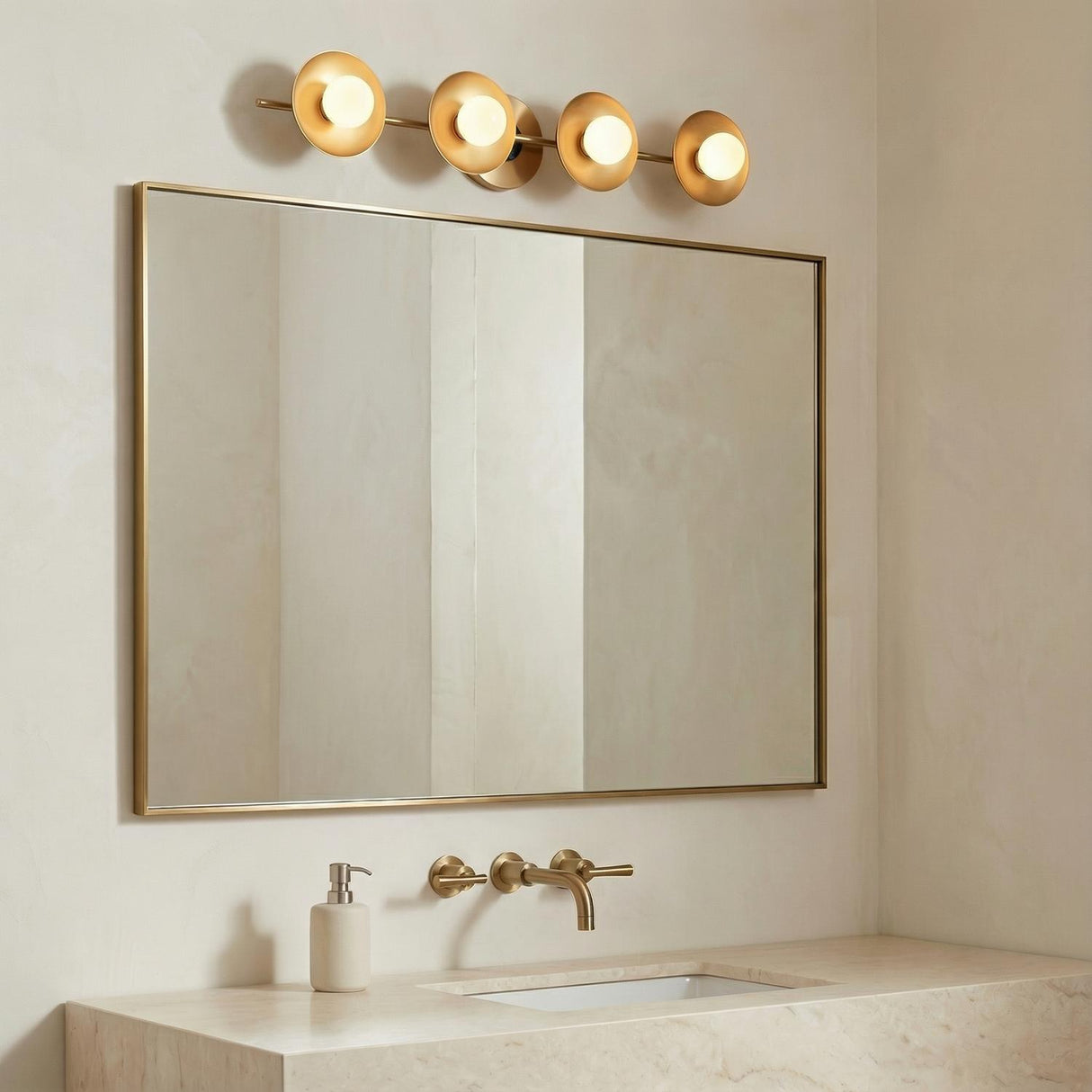 Liam 4 Light Vanity, Aged Brass