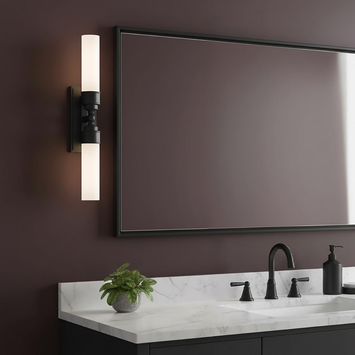 Connor 2 Light Wall Sconce 25", Matte Black