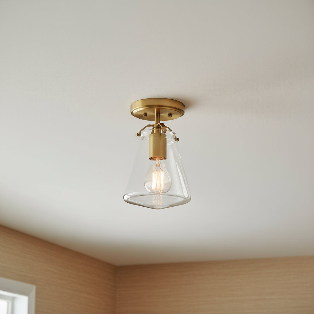 Addison Semi-Flush 6", Brass for Modern Farmhouse home with White walls