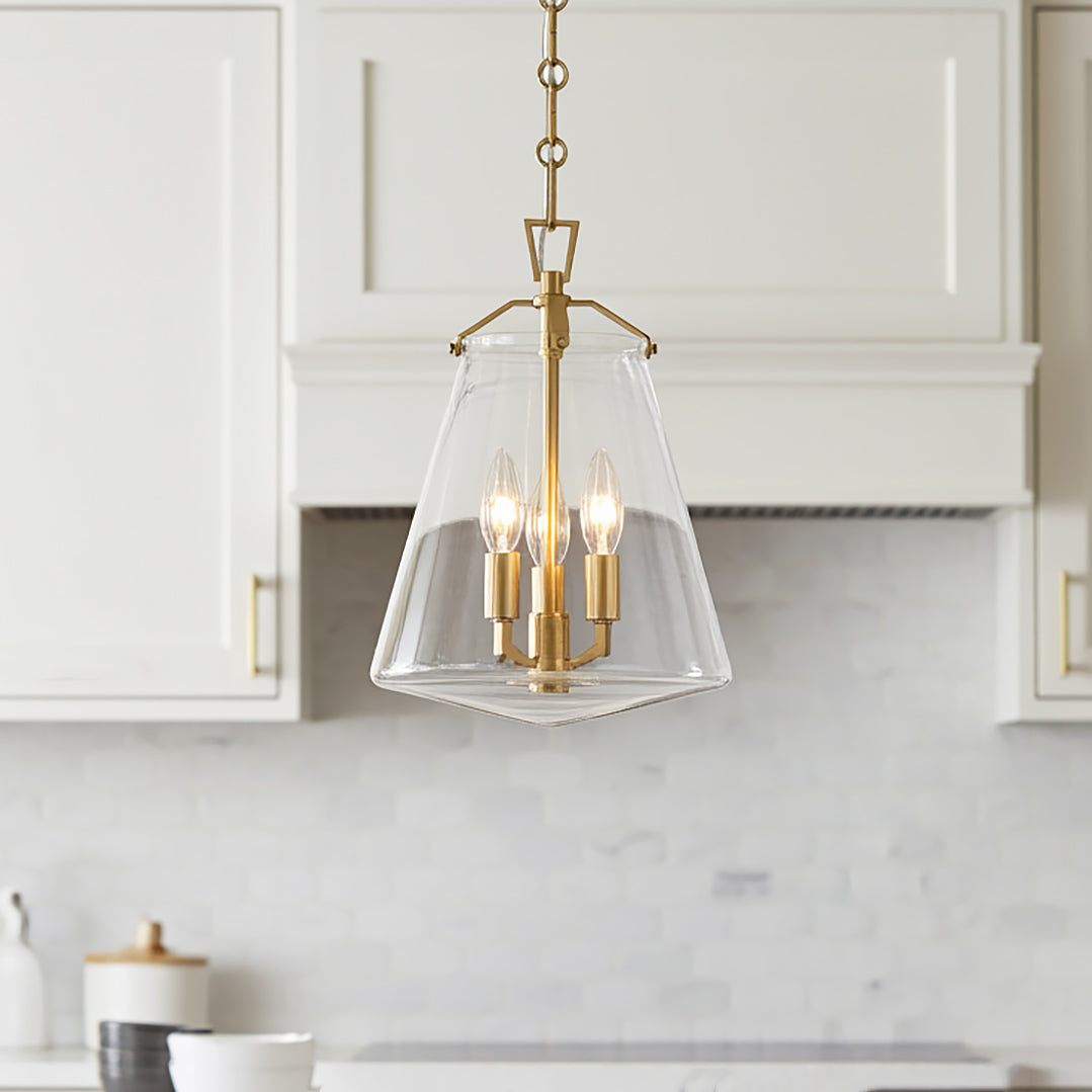 Addison Medium Pendant 11, Brass for Transitional home with White Shiplap