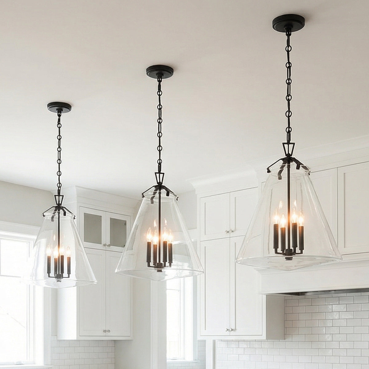 Addison Extra Large Pendant 18", Matte Black for Modern Farmhouse home with White Siding
